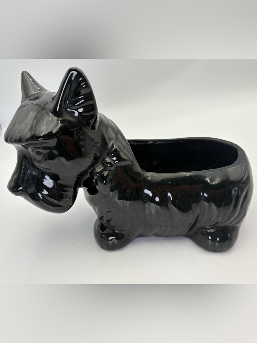Vintage Black Ceramic Scottie Dog Planter - MCM Beauty